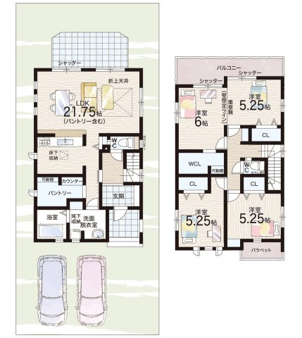藤井寺市陵南町　新築一戸建ての間取り|2号地