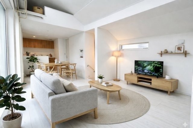 【居間・リビング】 | 練馬区田柄2丁目　新築戸建　6490万円 | CGによる家具等投影写真です。※実際には家具等は付いておりません。