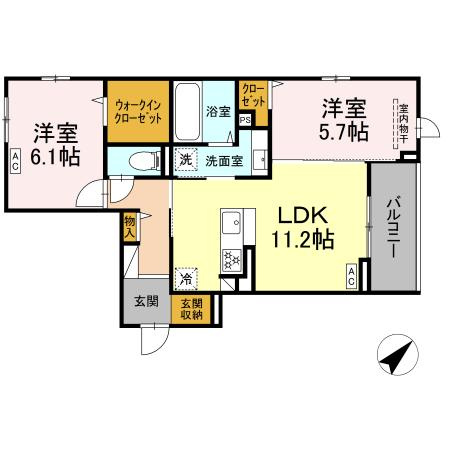 プレミア西条中央Ｂ棟の間取り