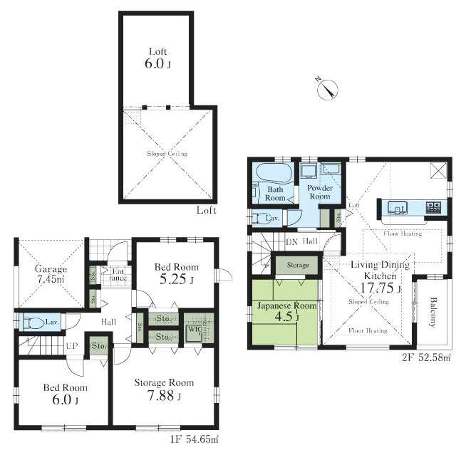 和光市中央2丁目　耐震×省エネ　長期優良住宅の間取り|3LDK+S+ロフト+WIC　土地面積99.19ｍ2　建物面積107.23ｍ2