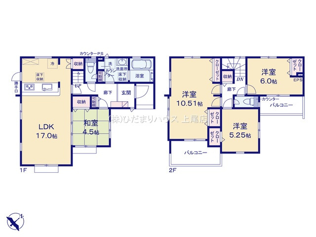 北本市二ツ家2丁目3期　新築戸建　ブルーミング01の間取り|4LDK