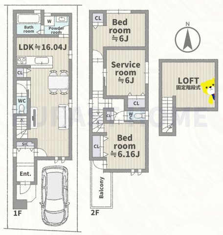 長岡京市馬場見場走り　新築戸建の間取り