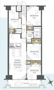 ワコーレロイヤルガーデン北本F棟の間取り|物件名コピペ、4LDK、専有面積77.40m2、バルコニー面積8.60m2