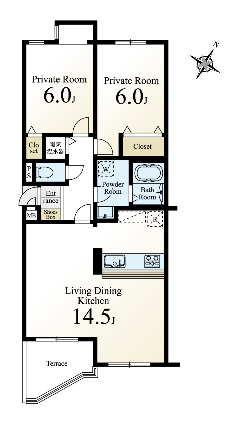 ライオンズマンション豊島園第2の間取り|2LDK、専有面積68.08㎡ 、南向きのテラス付
1階住戸なので下の階を気にすることなくお過ごしいただけます
小さなお子様のいるご家庭や歳を重ねても安心です