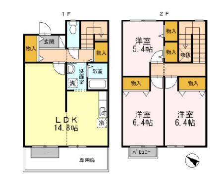 岸和田市上町のハイツの間取り