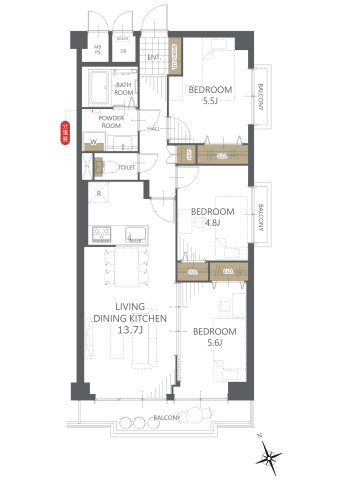 【間取り】ドムール南恩加島 