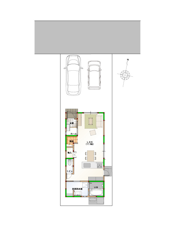 一宮中町⑦　新築戸建住宅の区画図|駐車2台可能なカースペース付き♪※画像はイメージです。