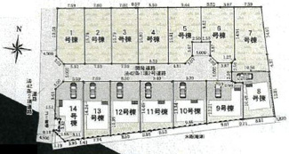 【区画図】 | 平塚市南金目 11号棟 第18-1期 | 11号棟　北側約5.0ｍ公道　駐車並列3台（車種によります）　敷地面積39.5坪