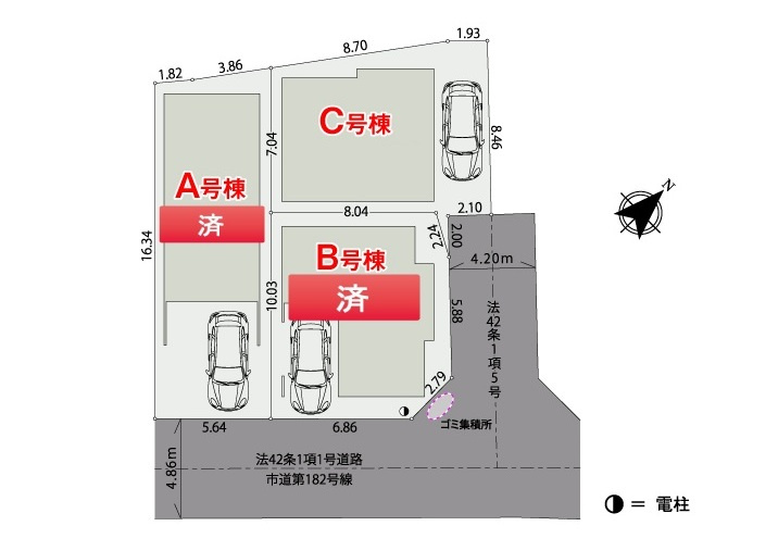 和光市新倉3丁目　屋上×制振ダンパー　安心住宅　最終1棟の区画図