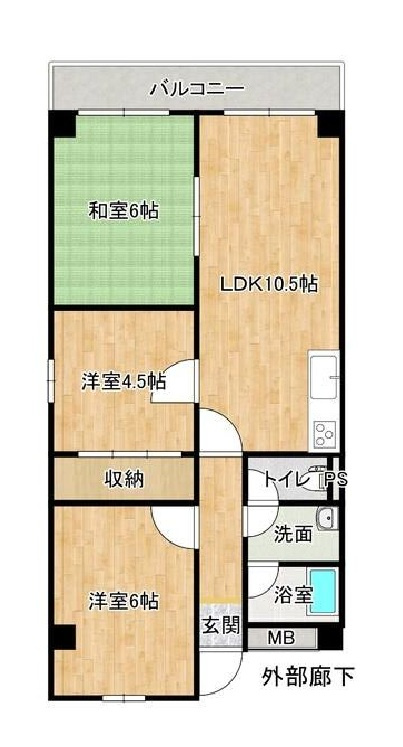 友田町ロイヤルコーポの間取り