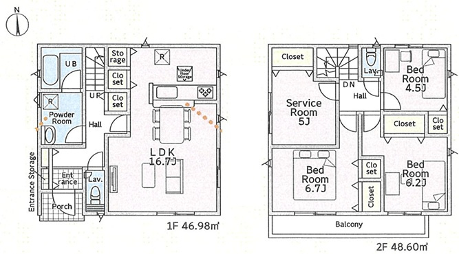 平塚市田村第46　新築一戸建て　１号棟の間取り