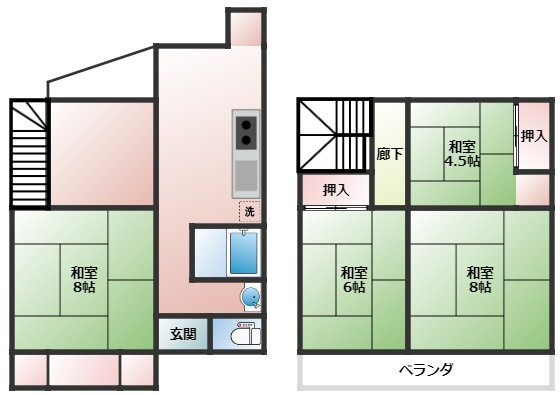 鹿児島市西陵４丁目の中古一戸建の間取り