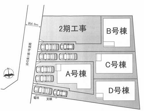 茅ヶ崎市東海岸南4丁目　新築戸建全5棟　B号棟の区画図