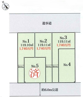 西多摩郡瑞穂町長岡1丁目　土地の区画図