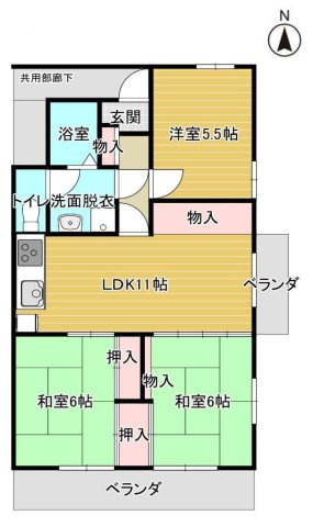 あきる野市二宮の中古マンションの間取り