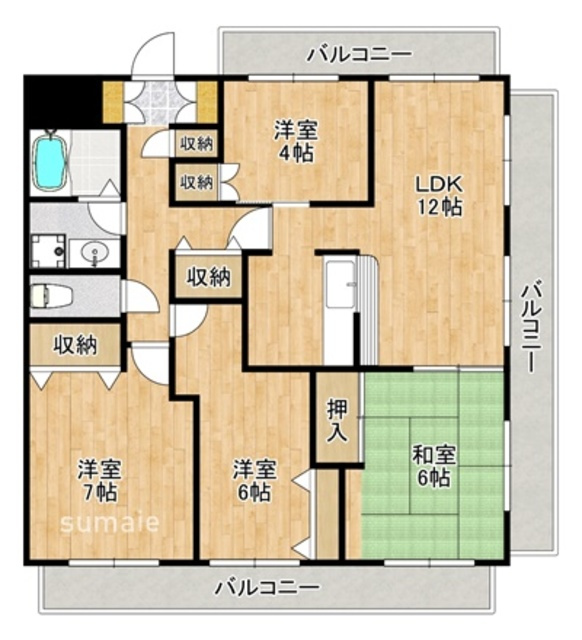フクロク・ハイ・マンション３号館の間取り|４LDK！ファミリー向け間取りです！
