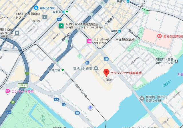グランパセオ銀座築地の地図