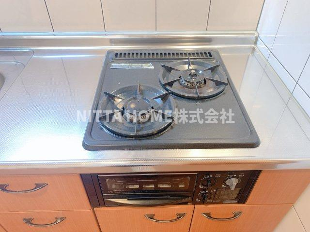 エスポワール・楯森のキッチン|2口ガスコンロ＆グリル付き☆