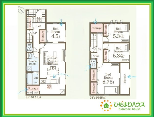 ひたちなか足崎19期　新築戸建　1号棟の間取り|新婚さんにおすすめ！おしゃれなカウンターキッチンのあるLDKです(#^^#)