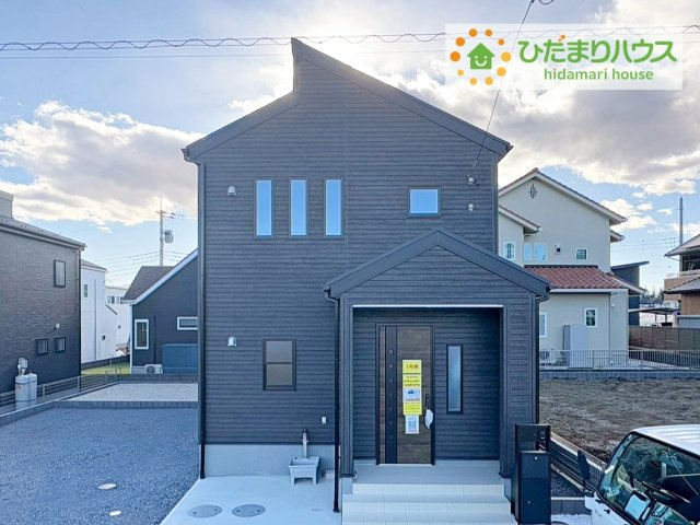 ひたちなか足崎19期　新築戸建　1号棟の外観|デザイナーズのようなお洒落な外観です(^^♪
