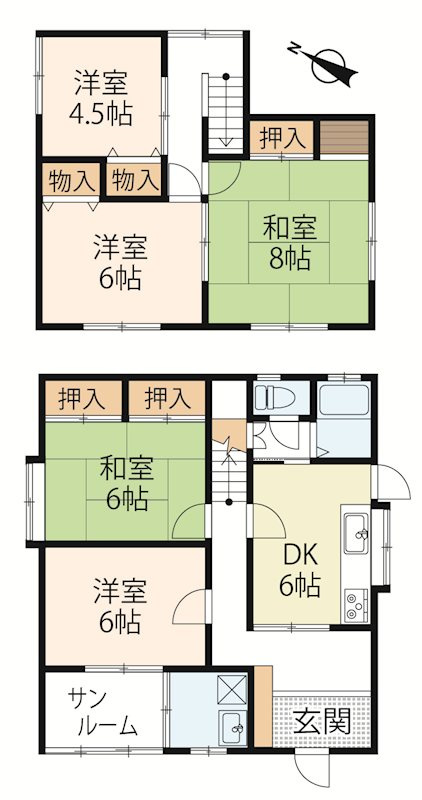近江八幡市上田町　中古戸建の間取り