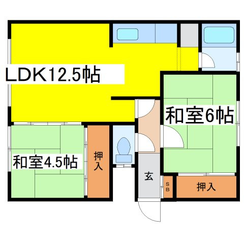 新富士町４－７－１テラスハウスの間取り