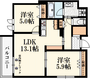 Ｌｅ　Ｌｉｅｎの間取り|★角部屋★2面採光で風通しの良い室内★