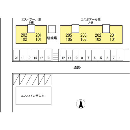 エスポアール翠 A棟の区画図