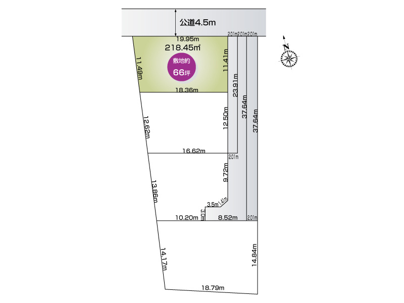 【伊勢崎市東町1号地　区画図】