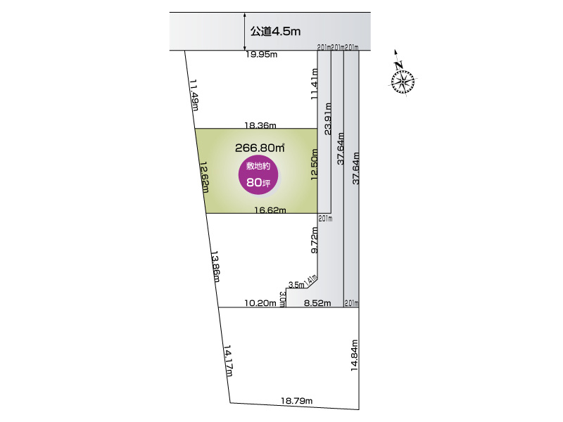 【伊勢崎市東町2号地　区画図】