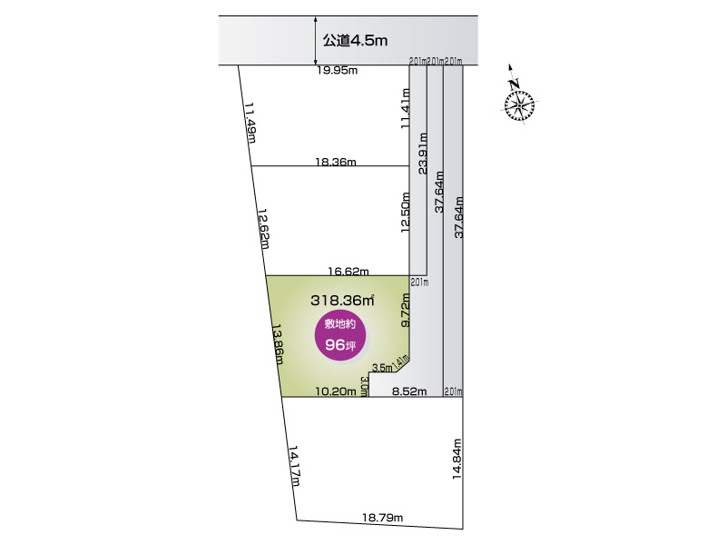 【伊勢崎市東町3号地　区画図】
