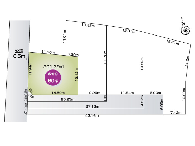 【伊勢崎市西久保町1号地　区画図】