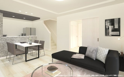 【完成予想図】 | 【LDK　イメージパース】
※画像は設計図面を基に作成したイメージです。