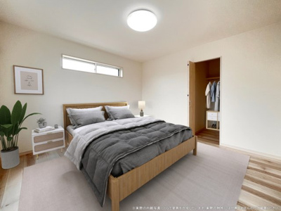 【寝室】 | 【主寝室　CG家具設置イメージ】
※画像に含まれる家具家電はCGで作成したイメージです。実際の物件には付帯しません。