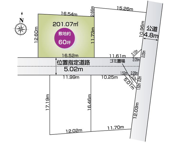 【伊勢崎市国定町2丁目3号地　区画図】