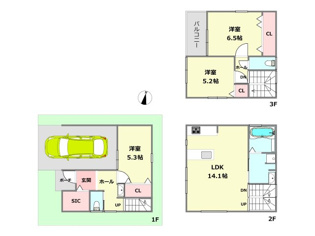 土地図+建物プラン例