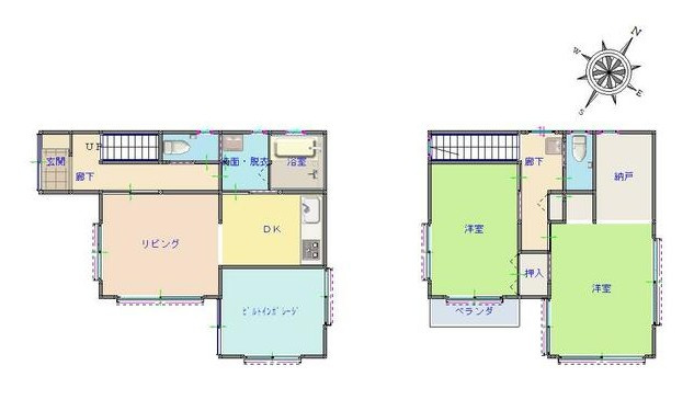 【間取り】 | 駿河区中吉田　中古戸建　全1棟 | 広々リビングの2SLDK♪