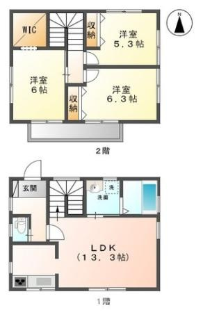 ル・クレール南田宮Aの間取り