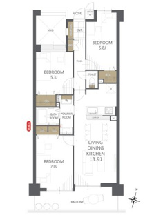 【間取り】ダイアパレス東海田 