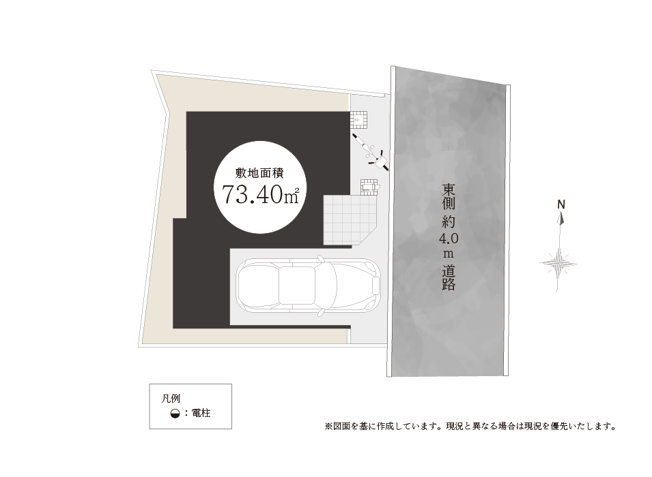 【区画図】 | トラストステージ　新座市北野3丁目17期　限定1棟 | 東側4ｍ道路に面した安心感ある住まい。オーケー新座北野店まで徒歩4分で、毎日のお買い物も快適です。