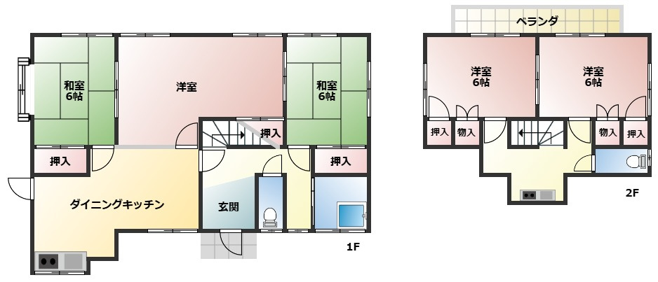 幸手市千塚　中古一戸建ての間取り|全居室6帖以上のゆとりのある間取り♪
