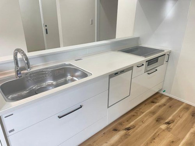 【キッチン】 | 寒河江市西根【新築建売】 | 広々ワイドなキッチンは料理がしやすく快適です。