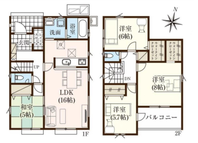 【間取り】 | 東根市神町東【新築建売住宅】2号棟 | 間取り図