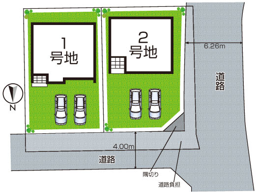京都市西京区山田車塚町　第3期　新築一戸建ての区画図|全2区画