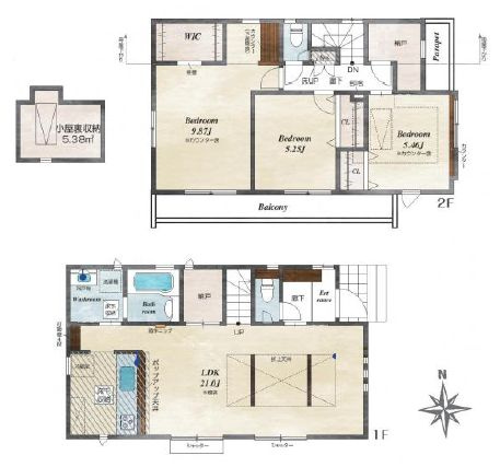【間取り】 | 東久留米市前沢３丁目　新築戸建て　１１号棟 | 南向きで陽当り良好、陽射しサンサン明るいお家