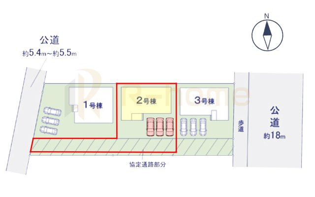 つくば市今鹿島9期　新築戸建て　2号棟の区画図|大きなお買い物だからこそ、メリット・デメリットを伝えさせて頂きます。
R-homeにお任せください♪