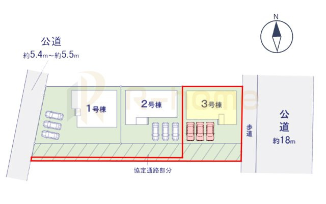 つくば市今鹿島9期　新築戸建て　3号棟の区画図|大きなお買い物だからこそ、メリット・デメリットを伝えさせて頂きます。
R-homeにお任せください♪