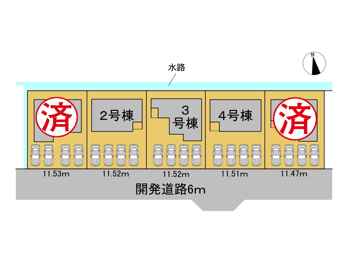 リーブルガーデン　岐阜市西鶉6丁目　全5区画分譲の区画図|■区画図
■YAMADA電機の　ヤマダ不動産　株式会社リライフ　
いつでもお問合わせ下さい。