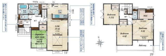 【間取り】 | 前橋市江田町　新築住宅 | 暖かな日差しが差し込む南向きの4LDK＋WIC！
対面式キッチンを配した、家族との距離もグッと近くなるLDK