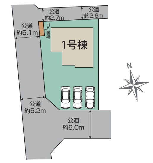 【区画図】 | 前橋市江田町　新築住宅 | 駐車スペース広々！
お庭でBBQもできます♪